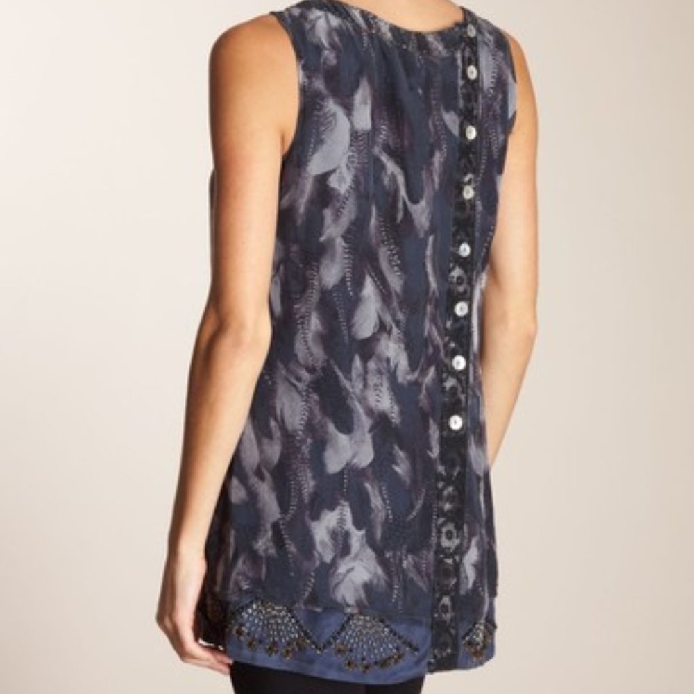Da-Nang Silk Beaded Tunic Tank Size Large